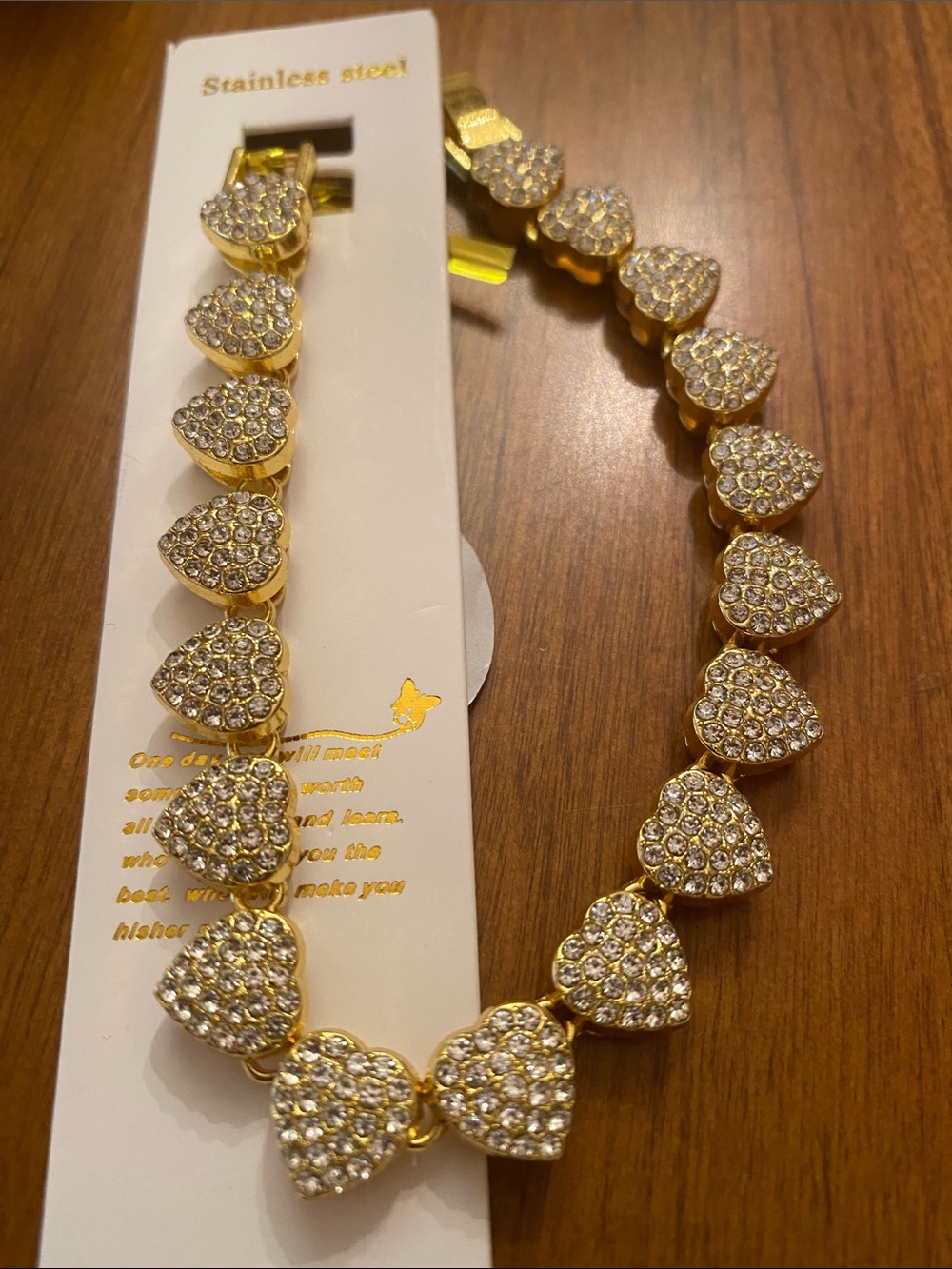 Fashion Jewelry Gold Heart Crystal Link Bracelet